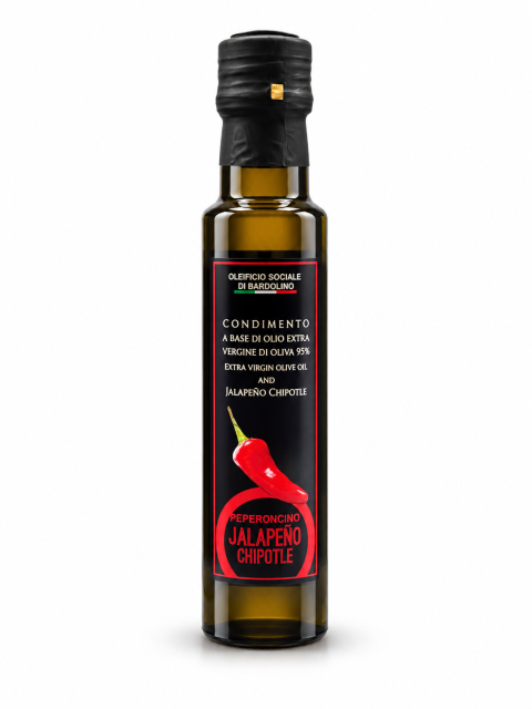 CONDIMENTO A BASE OLIO EXTRA VERGINE DI OLIVA AROMATIZZATO AL PEPERONCINO "JALAPENO CHIPOLTE"