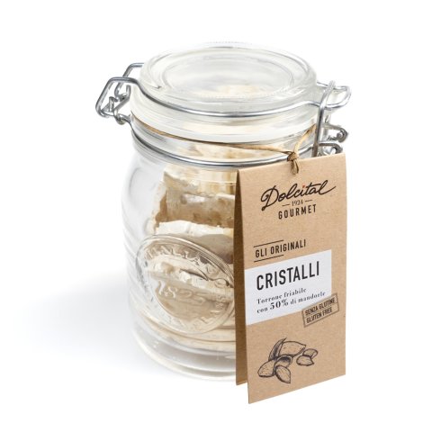 CRISTALLI IN VASO DI VETRO -Sfoglie di Torrone Friabile-