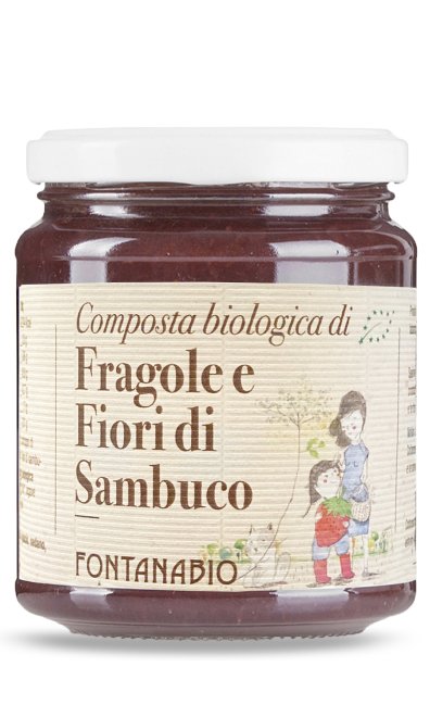 COMPOSTA "BIO" DI FRAGOLE E FIORI DI SAMBUCO "Fontana BIO"