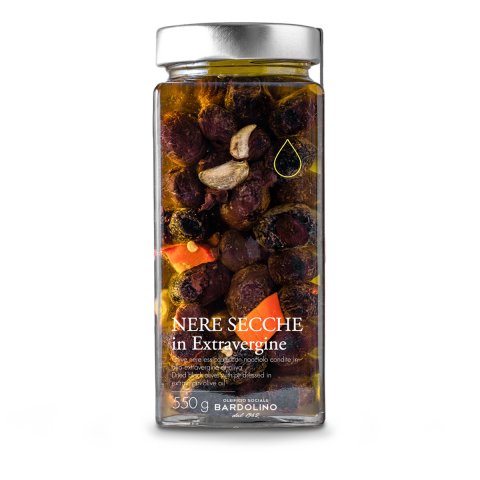 DRIED BLACK OLIVES IN EXTRA VIRGIN OLIVE OIL
