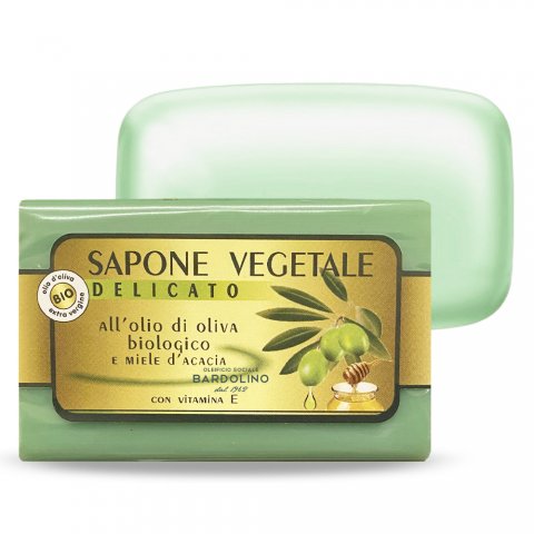 SAPONE ALL'OLIO DI OLIVA BIOLOGICO CON MIELE D'ACACIA E VITAMINA E